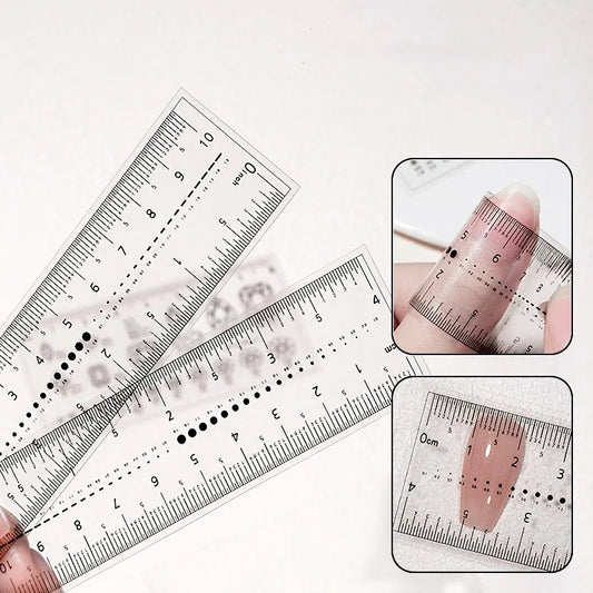 5pcs/25pcs/50pcs Manicure PVC Clear Soft Ruler Transparent Card Scale For Acrylic False Nail Size Measurement Tools For Nail Salons Home